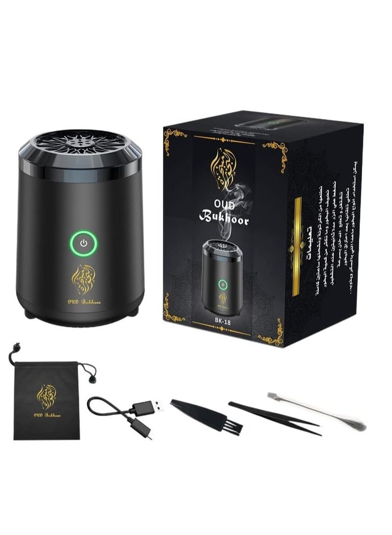 تنم مبخرة ذكية | مبخرة عود كهربائية محمولة | موزع روائح قابل لإعادة الشحن عبر منفذ USB | مبخرة كهربائية ببطارية تدوم طويلاً للمنزل والسيارة والسفر، هدية مثالية لرمضان والعيد | جهاز روائح معدني محمول - Image 2