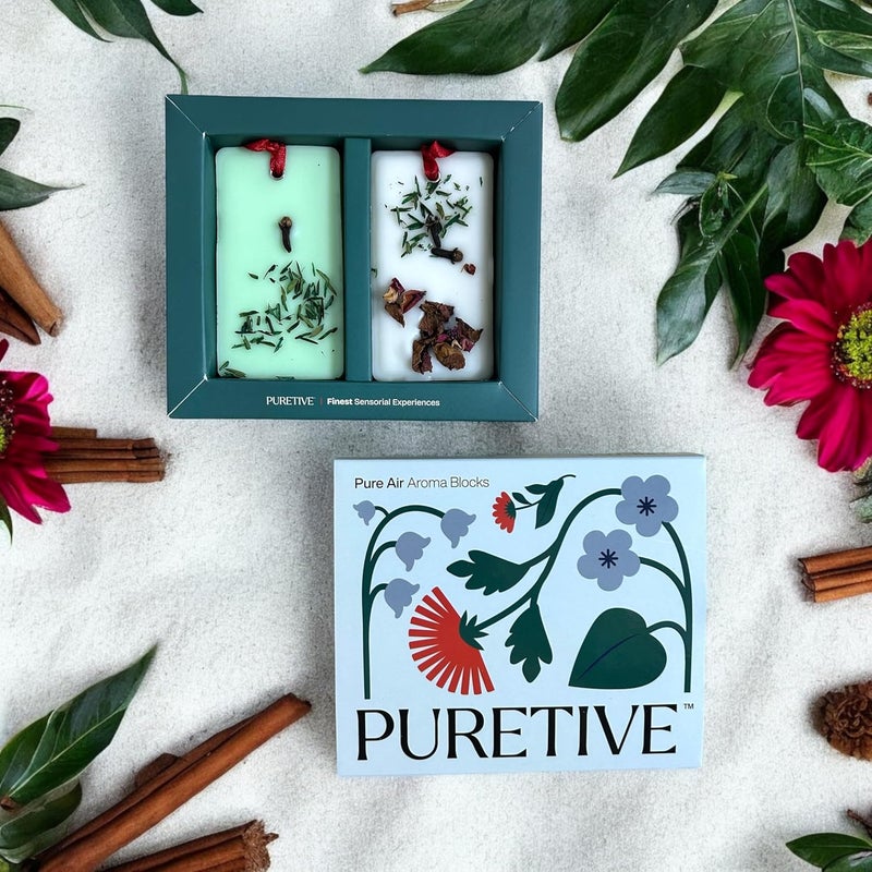 Puretive PURETIVE Pure Air Aroma Blocks Set of 2 Soy Wax Tablets Lemongrass SandalwoodRose Fragrance Scented Sachet Air Freshener for Wardrobe Home Dcor EcoFriendly Gifting  - Image 1