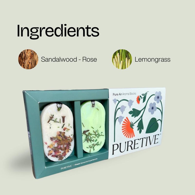 Puretive PURETIVE Pure Air Aroma Blocks Set of 2 Soy Wax Tablets Lemongrass SandalwoodRose Fragrance Scented Sachet Air Freshener for Wardrobe Home Dcor EcoFriendly Gifting  - Image 5
