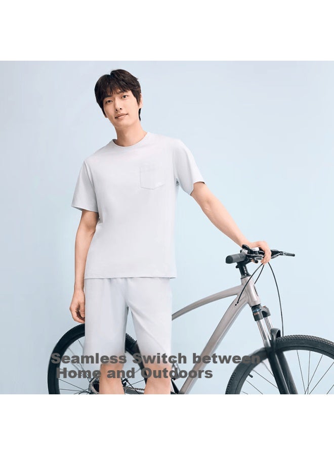 Youkeshu Sale] Men's Pajamas Modal Cool-feeling 7a Antibacterial Short-sleeve Wearable Loungewear Set - Image 4