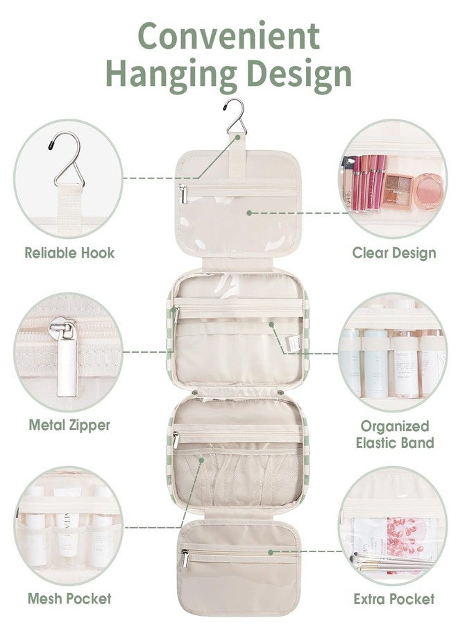 Narwey Hanging Toiletry Bag for Women Travel Checkered Makeup Bag Organizer Toiletries Bag for Travel Size Essentials Accessories Cosmetics (Mint Green Checkerboard (Medium)) - Image 3