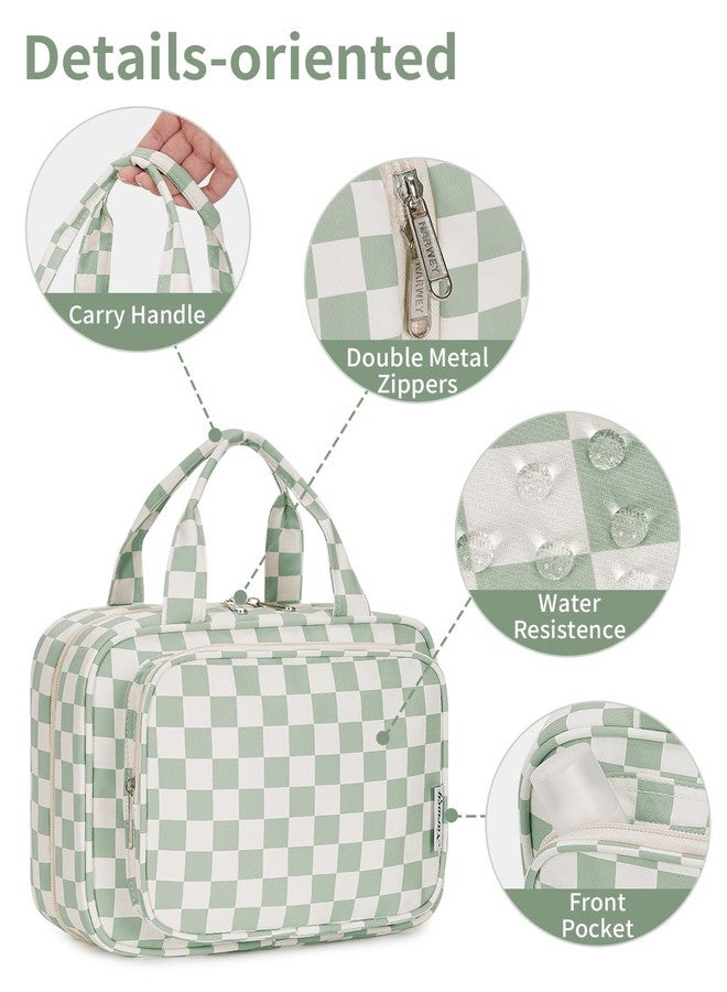 Narwey Hanging Toiletry Bag for Women Travel Checkered Makeup Bag Organizer Toiletries Bag for Travel Size Essentials Accessories Cosmetics (Mint Green Checkerboard (Medium)) - Image 5