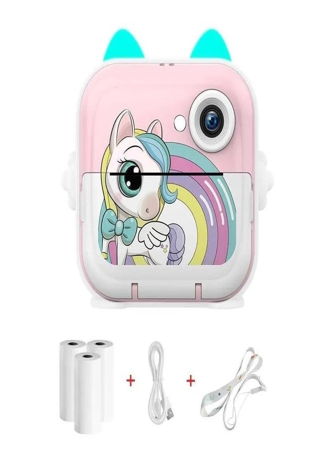 Samurai Instant HD Print Camera for Girls & Boys – Fun Black‑and‑White Photo Maker | Unicorn Design | Built‑in Filters & Games | 3 Rolls (One Inside The Camera & 2 in Box) - Image 2