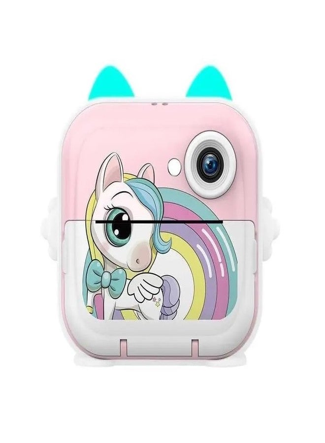 Samurai Instant HD Print Camera for Girls & Boys – Fun Black‑and‑White Photo Maker | Unicorn Design | Built‑in Filters & Games | 3 Rolls (One Inside The Camera & 2 in Box) - Image 1