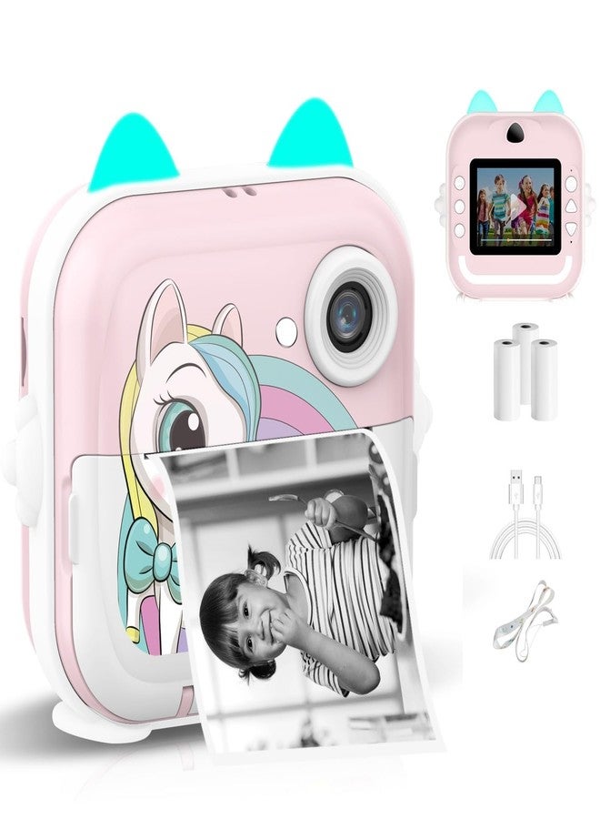 Samurai Instant HD Print Camera for Girls & Boys – Fun Black‑and‑White Photo Maker | Unicorn Design | Built‑in Filters & Games | 3 Rolls (One Inside The Camera & 2 in Box) - Image 3