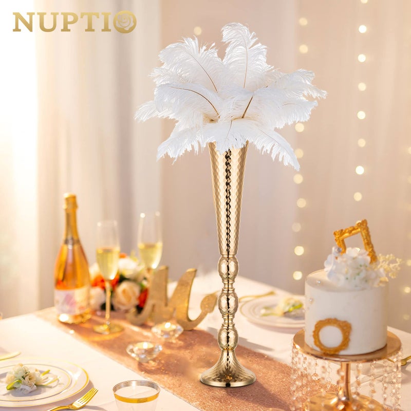 Nuptio 2 Pcs Centerpieces for Wedding Table, 24in Tall Metal Trumpet Vase, Flower Vases for Party Dinner Centerpiece Event, Road Lead for Anniversary Ceremony Birthday Aisle Home Decoration - Image 2