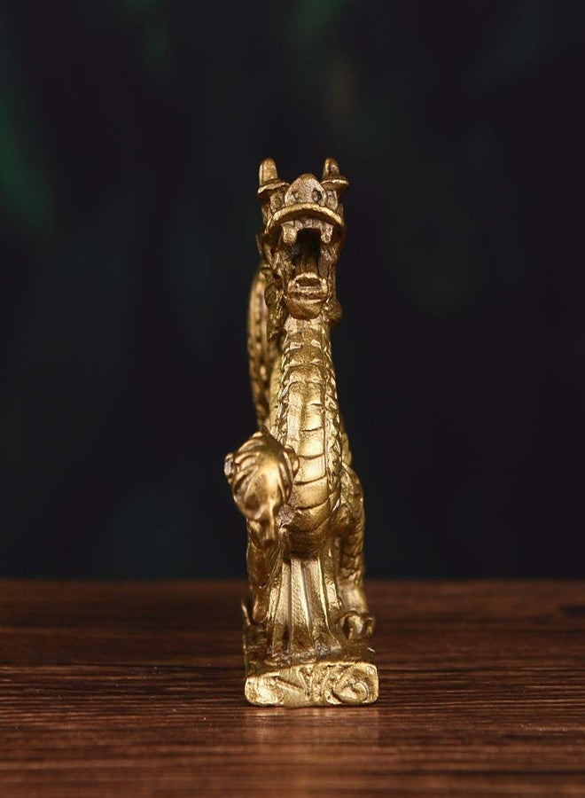 BRASSTAR Brass Feng Shui Chinese Royal Dragon Golden Statue 5.7”(L) Luck & Success Home Décor Sculpture Gift Collectible Ornament PTZY018 - Image 5