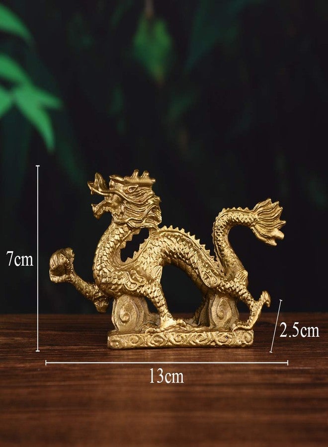 BRASSTAR Brass Feng Shui Chinese Royal Dragon Golden Statue 5.7”(L) Luck & Success Home Décor Sculpture Gift Collectible Ornament PTZY018 - Image 2