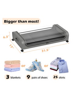 XiuWoo 2pc Under Bed Storage Drawers with Wheels and Lid 40L Large Storage Organizer Bins Rolling Underbed Storage Containers Classic Grey , for Dorm Couch  - Image 2