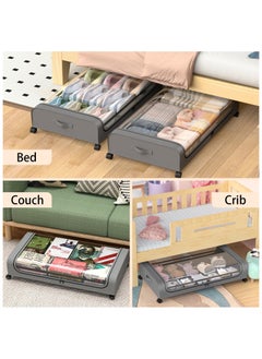 XiuWoo 2pc Under Bed Storage Drawers with Wheels and Lid 40L Large Storage Organizer Bins Rolling Underbed Storage Containers Classic Grey , for Dorm Couch  - Image 5