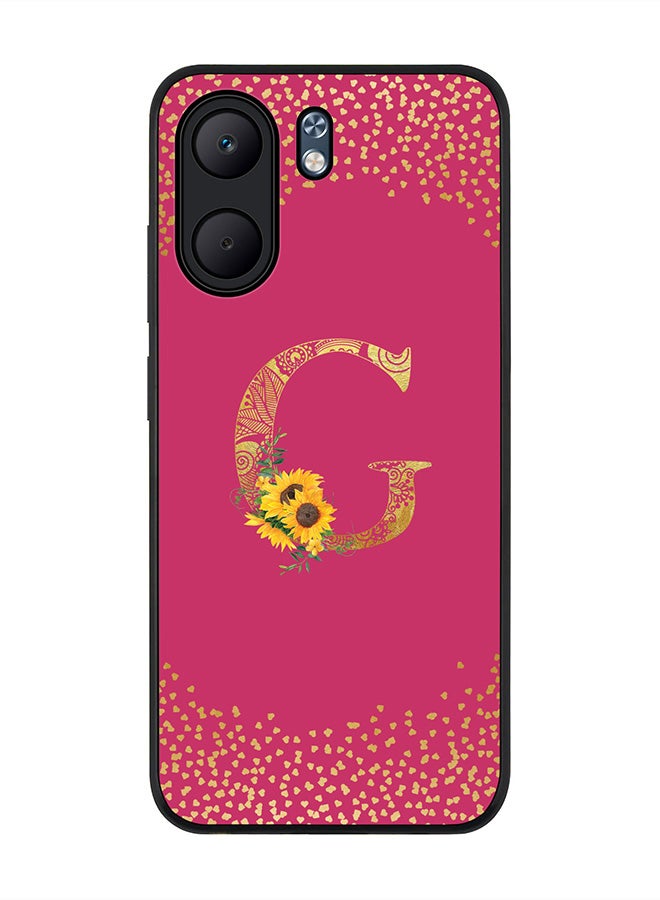 Stylizedd For Oppo A5x 5G / A5x 4G Case,Slim fit Camera Protection, Shockproof Thin Phone cover  - Custom Floral Monogram - G ( Deep Pink )