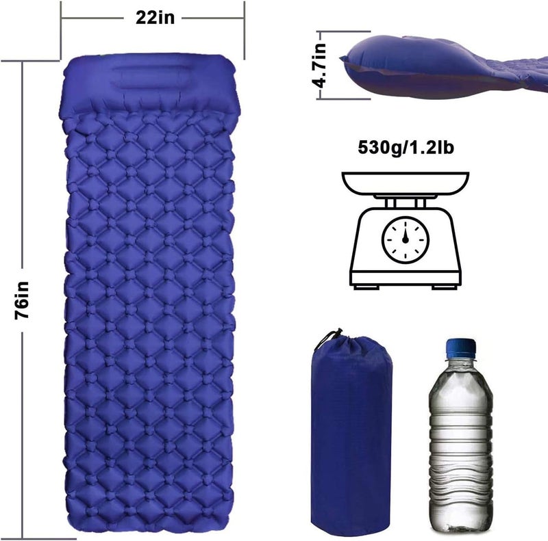 Vruta Inflatable Sleeping Mat Pad, Ultralight Camping Mattress with Pillow, Waterproof Leak-Proof Inflating Single Bed, Portable Air Pad Mat for Backpacking,Camping,Travel - Image 3