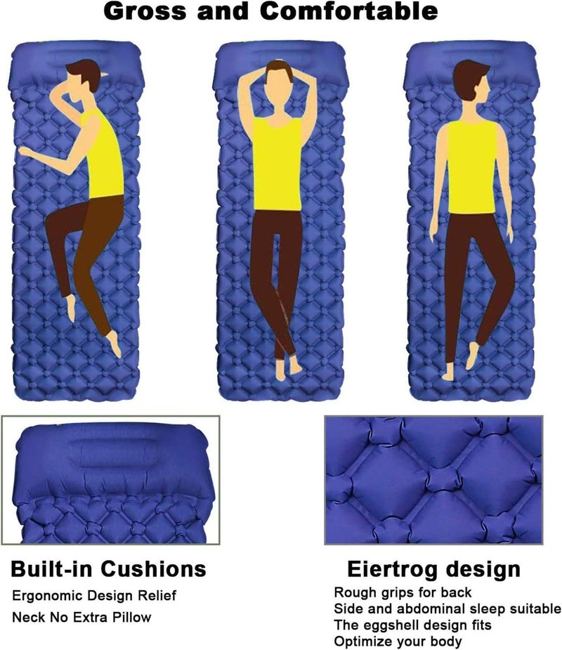 Vruta Inflatable Sleeping Mat Pad, Ultralight Camping Mattress with Pillow, Waterproof Leak-Proof Inflating Single Bed, Portable Air Pad Mat for Backpacking,Camping,Travel - Image 4