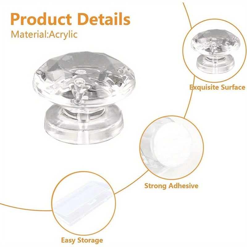 24pcs Clear Acrylic Self Adhesive Pull Knobs No Drilling For Mirror Closet Box Gift Case Furniture - Image 1
