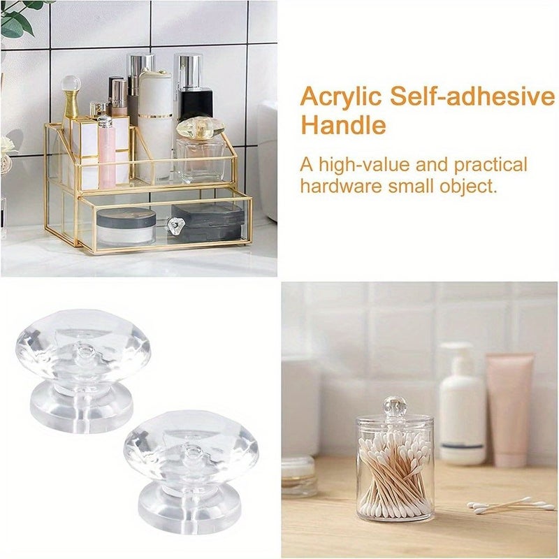 24pcs Clear Acrylic Self Adhesive Pull Knobs No Drilling For Mirror Closet Box Gift Case Furniture - Image 3