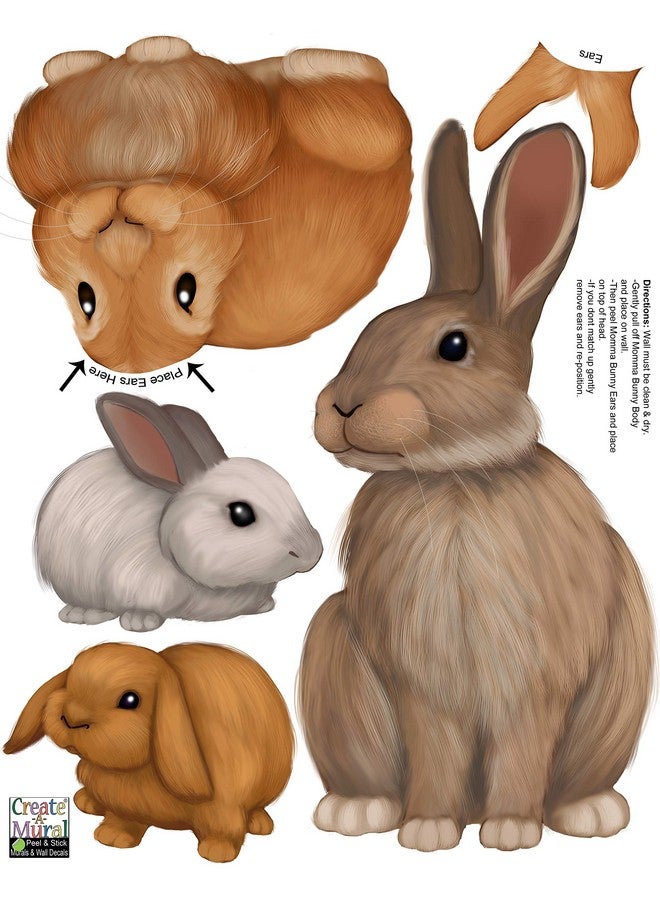 Create-A-Mural Bunny Rabbit Woodland Forest Animals Kids Wall Decals Baby Nursery Toddler Room Wall Decor Boys & Girls Wall Stickers Bedroom Decoration Diy Decor (Bunny) - Image 5