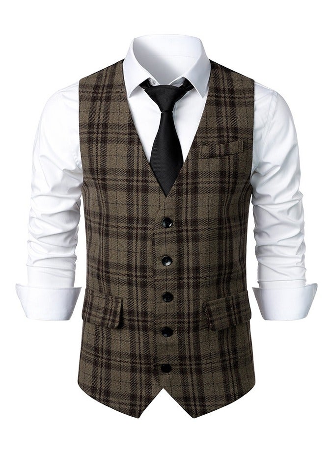 KUYING New men's Retro V-Neck Fake Two Piece Vest  - Image 1
