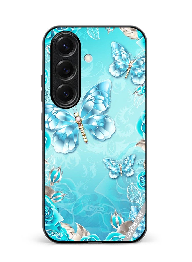 Protective Case Cover For Samsung Galaxy S25 Plus Water Blue Color Butterfly Design Multicolour