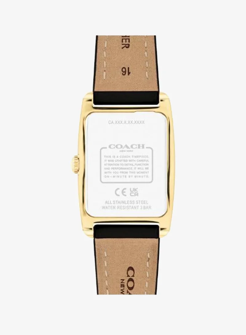 COACH 2-Hand Reese Collection Quartz Movement Watch For Women With Black Leather Strap - 14504312