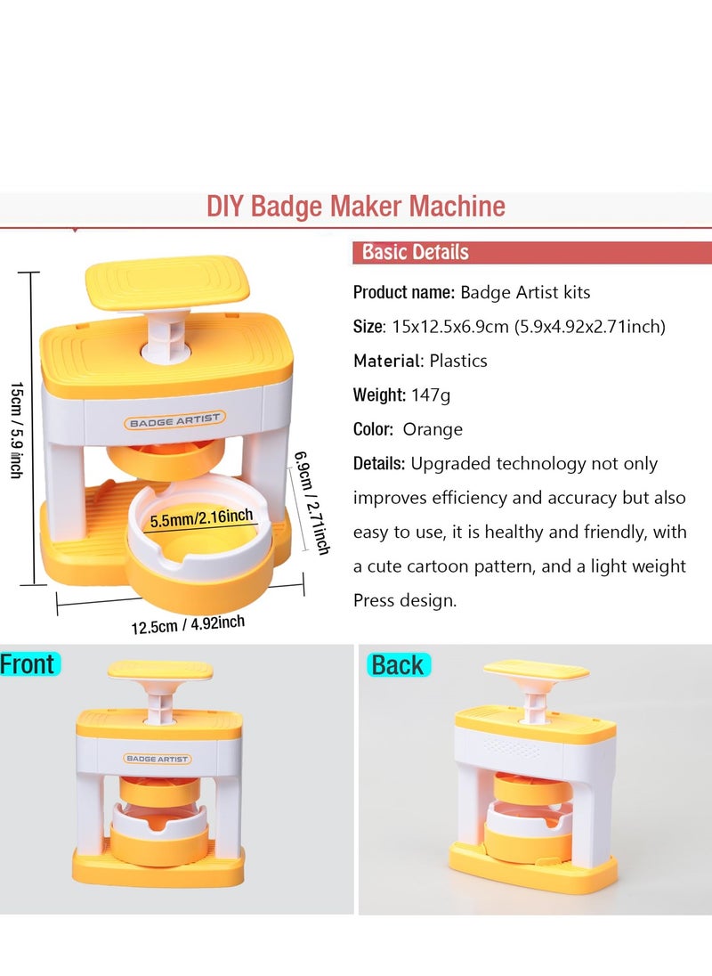 SYOSI - Badge Maker Machine, 55mm DIY Pin Button Maker Press Machine Badge Punch for Kids Press with Free 48pcs Button Parts and Pictures and Circle Cutter Installation Free - Image 1