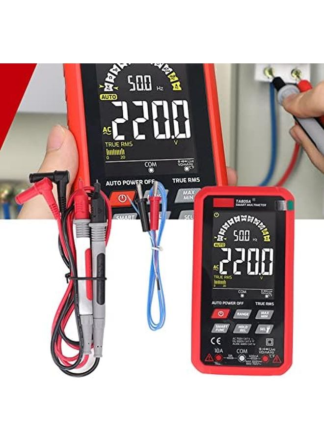 Smart Auto Ranging Digital Multimeter Voltage Current Resistance Tester Red ABS 73x51mm - Image 3