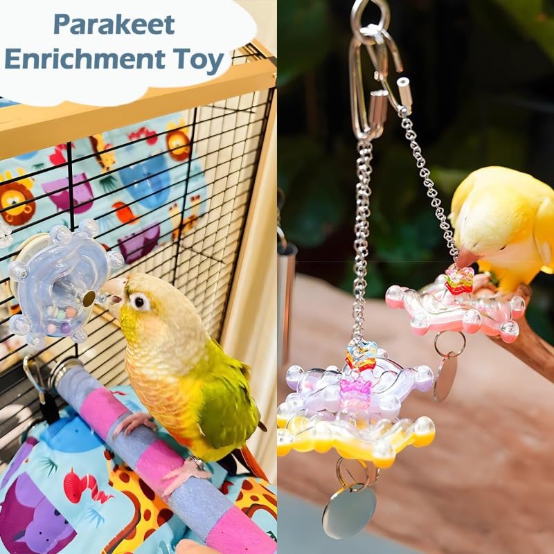 KUTKUT Conure Rotating Wheel Toy Parakeet Spinning Toys Parrot Rattle Toys Bird Hanging Toys Bird Cage Accessories for Small Medium Parrots - Image 4