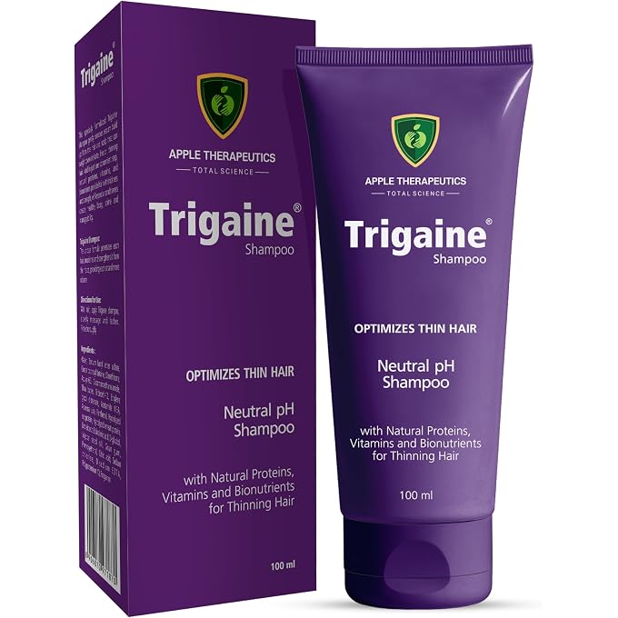 APPLE THERAPEUTICS Trigaine Shampoo (100ml) | pH Balanced Shampoo, Optimizes Thin Hair With Natural Proteins, Vitamins And Bionutrients Dermatologist-Recommended Shampoo for Hair Fall - Image 1