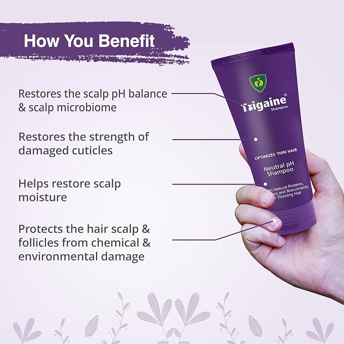 APPLE THERAPEUTICS Trigaine Shampoo (100ml) | pH Balanced Shampoo, Optimizes Thin Hair With Natural Proteins, Vitamins And Bionutrients Dermatologist-Recommended Shampoo for Hair Fall - Image 2