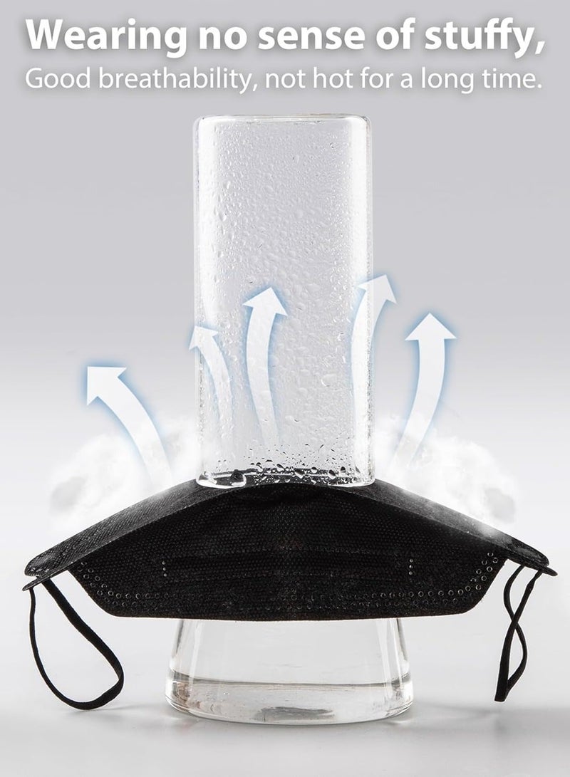 رويركسين قناع للبالغين 10 قطع، قناع KN95 ثلاثي الأبعاد مقاوم للغبار ومضاد للتنفس، ملفوف بشكل فردي مع أقراط مرنة ومشبك للأنف، مناسب للمكتب والسفر والحماية اليومية (أسود) - Image 2