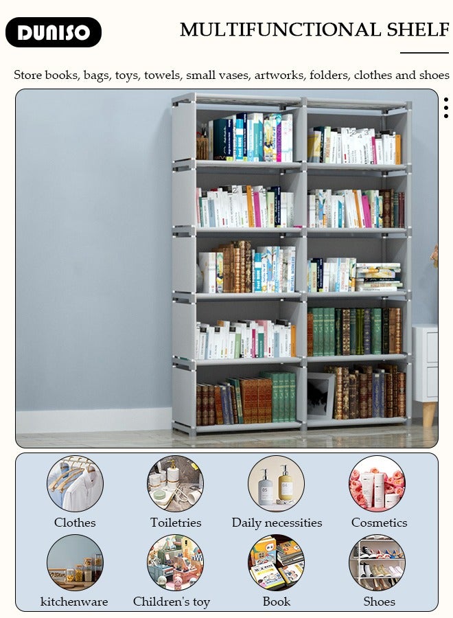 DUNISO 10-Cube Multi-Functional Closet Storage Shelves, Cube Storage Organizer, Closet Organizer Storage, Portable Cabinet Shelving Bookshelf, DIY Bookcase, Living Room Office Closet Cubicle Rack  - Image 3