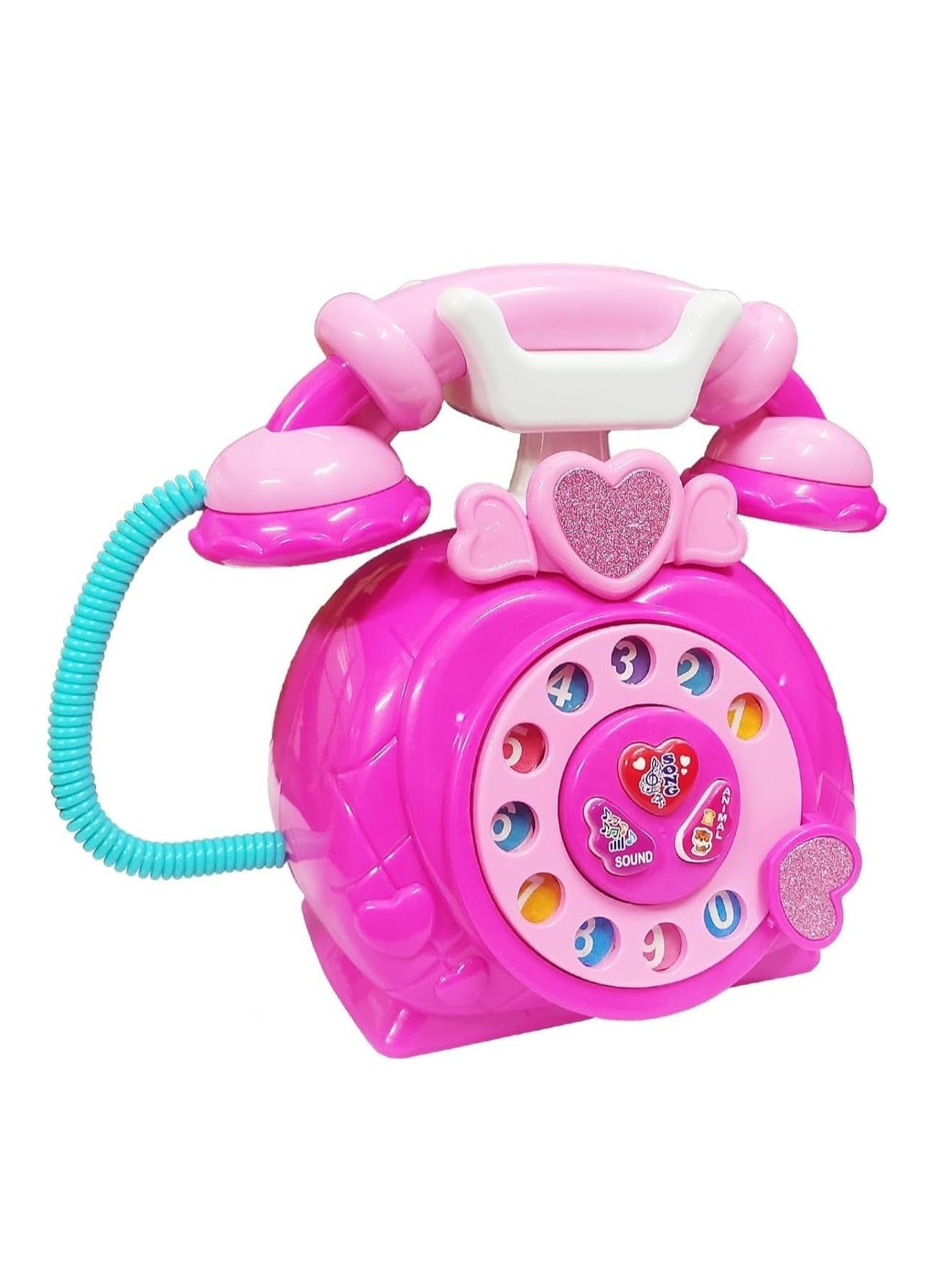 Classic Pink Telephone Pretend Play Toy for Girls – Educational Toy with Animal Sounds, Music, Lights & Rotary Dial, Fun Learning Toy for Toddlers & Preschoolers