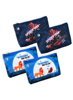 Kuber Industries Kuber Industries Pack of 4 Pencil Pouch | Square Stationary Pouch | Pen-Pencil Box for Kids | School Geometry Pouch | Pencil Utility Bag | Zipper Pencil Organizer | Navy Blue & Blue  - Image 1