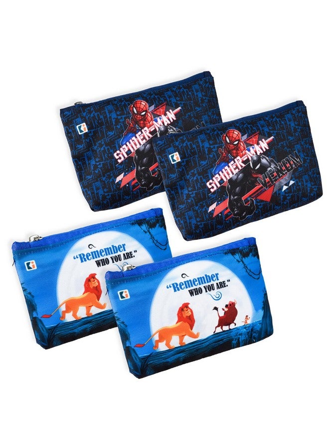 Kuber Industries Kuber Industries Pack of 4 Pencil Pouch | Square Stationary Pouch | Pen-Pencil Box for Kids | School Geometry Pouch | Pencil Utility Bag | Zipper Pencil Organizer | Navy Blue & Blue  - Image 1