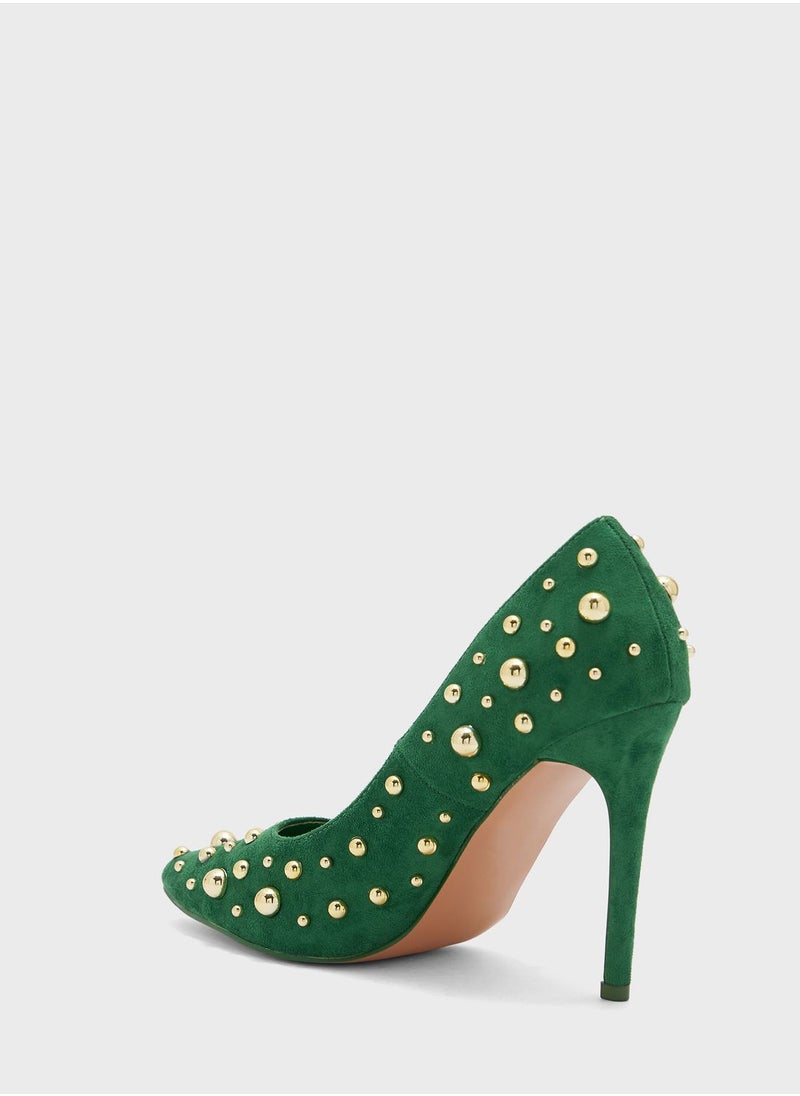 Ginger - Stud Detail Pointed Stiletto Pump - Image 1