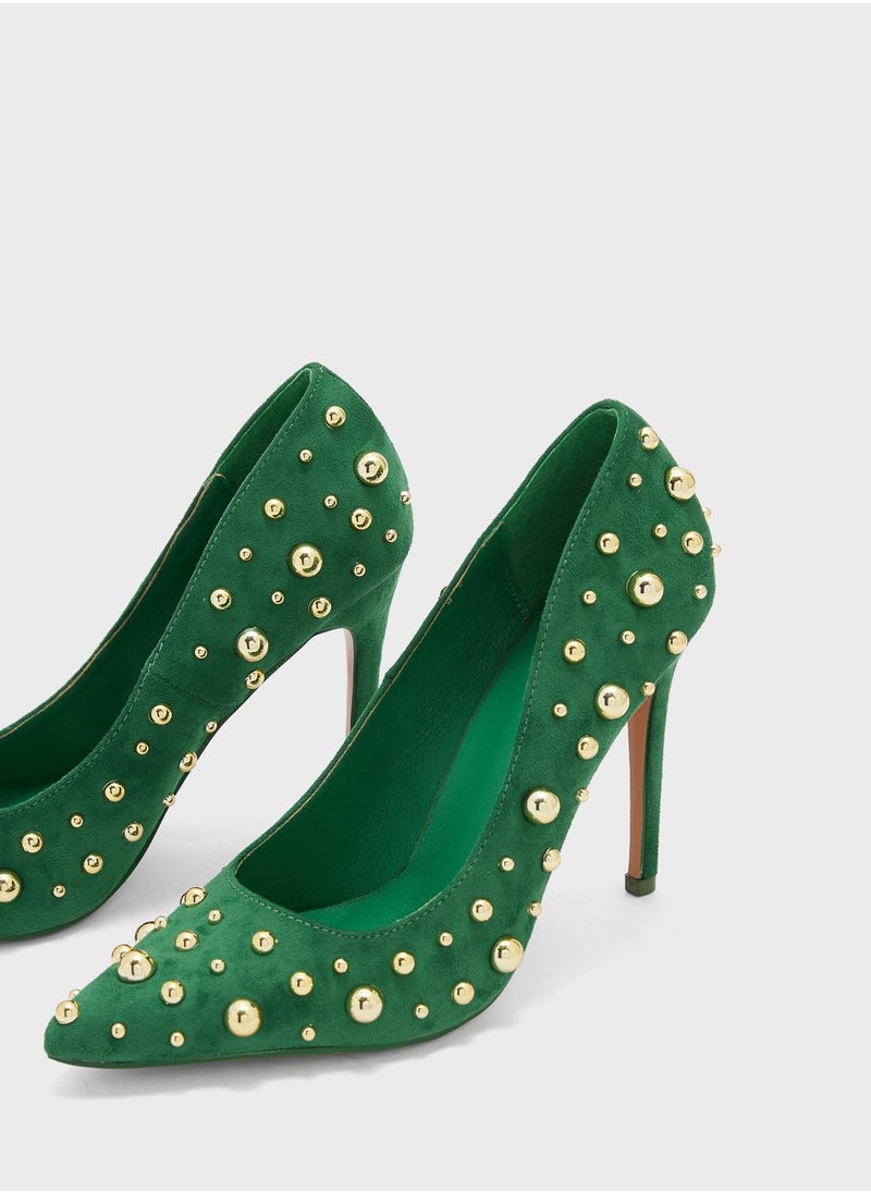 Ginger - Stud Detail Pointed Stiletto Pump - Image 1