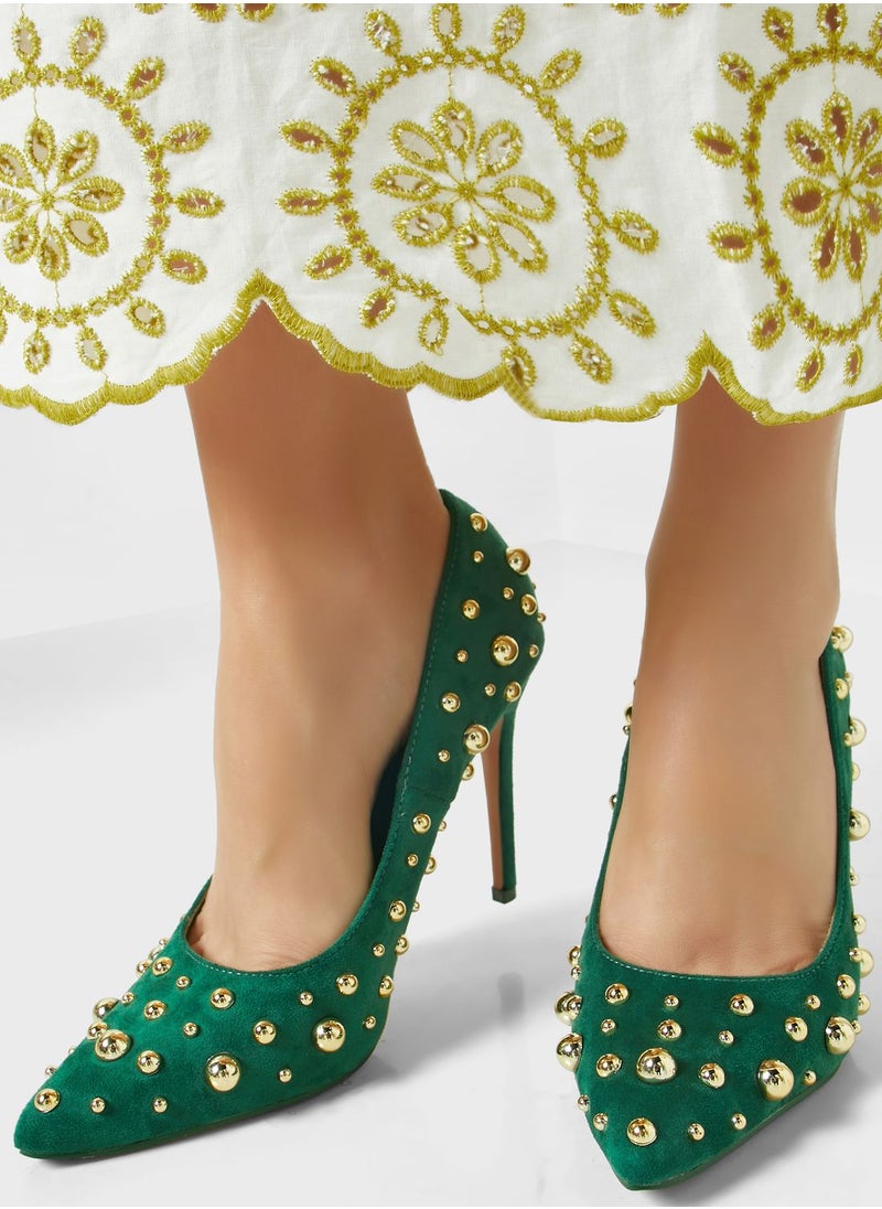 Ginger - Stud Detail Pointed Stiletto Pump - Image 1