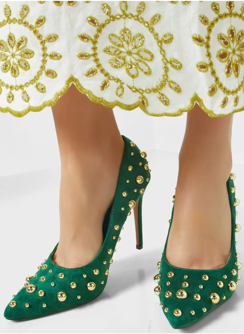 Ginger Stud Detail Pointed Stiletto Pump