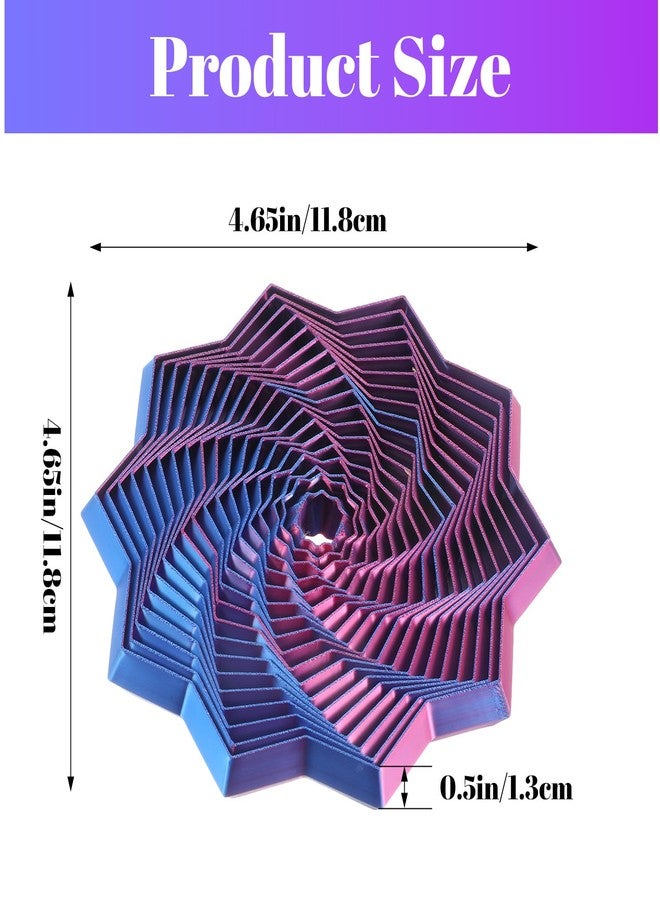 Wanmu 3D Printed Expanded Sensory Fidget Star Colorful Transformable Stress Relief Finger Toy with Detachable Handles Honeycomb Whirling Spiral Design for ADHD Adults Office Focus (Red-Blue) - Image 2