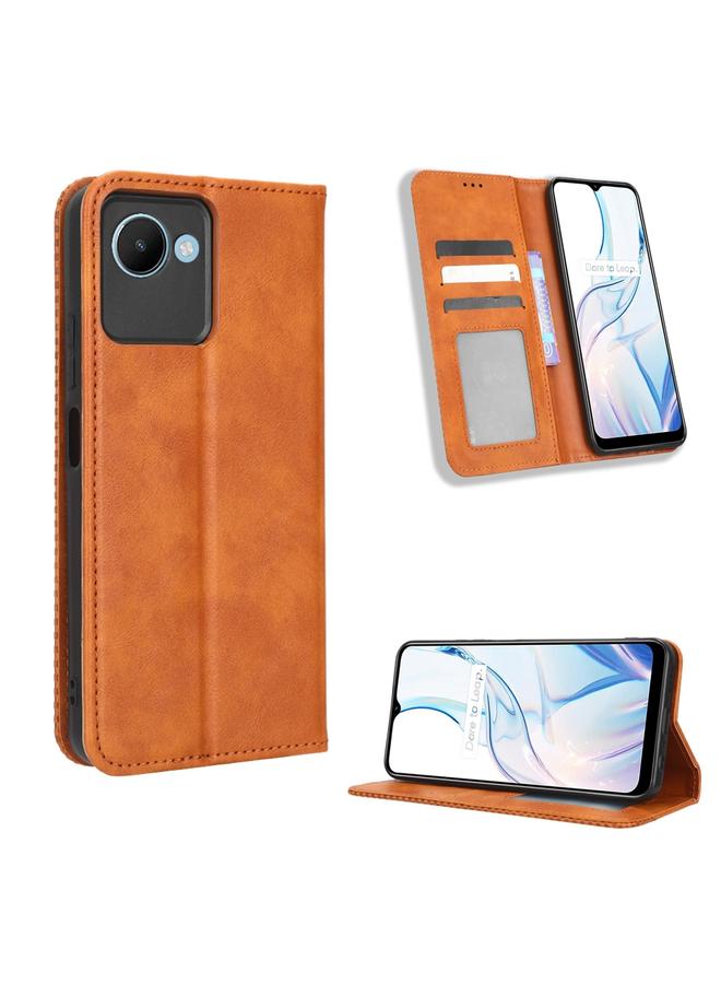 اس-توب جراب لهاتف Realme C30 / C30s جراب هاتف جلدي بمشبك مغناطيسي بتصميم كلاسيكي - Image 1