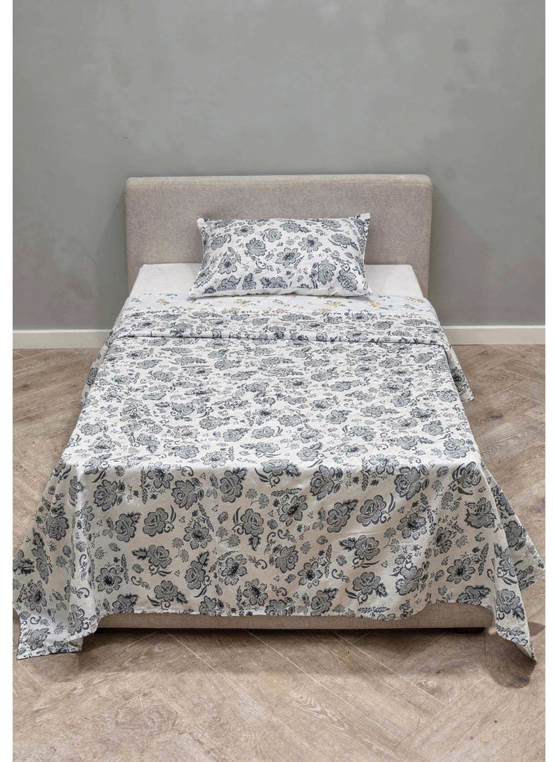 RISHAHOME Single size Cotton Blend Flat Bedsheet Set 144 Thread Count Floral Printed Design 130x240 cm - Image 3