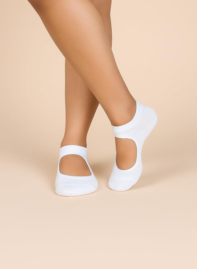 Yash Gallery Yoga Socks for Women Non Slip Barre Socks with Grips/Straps || Sticky Gripper Exercise Fitness Sock for Yoga, Pilates, Ballet, Dance, Workout, Home, Casual, Pack of 3 (Grey) - Image 2