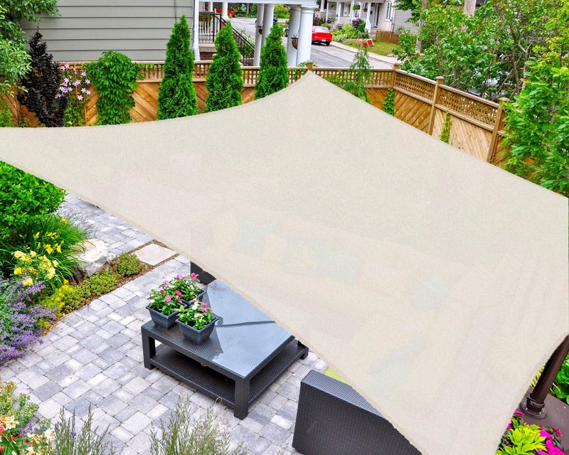 AsterOutdoor Sun Shade Sail Rectangle 10' x 13' UV Block Canopy for Patio Backyard Lawn Garden Outdoor Activities, Cream - Image 1