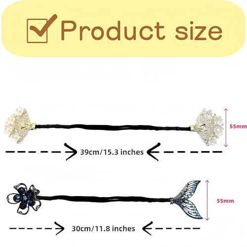 MAKABEE Rhinestone Flower Hair Clip,Lazy Hair Curler Deft Bun Maker,French 2pcs Twist Bun Hairstyle Shaper,Elegant Lazy Hair Curler Bun Clips Deft Twister - Image 4