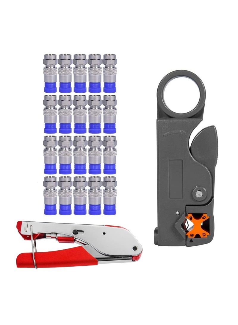 KASTWAVE Coaxial Cable Connector, Enhanced Coaxial Compression Tool Kit - Professional Coax Cable Crimper with Wire Stripper, Ideal for RG6 and RG59 Connectors - Image 1