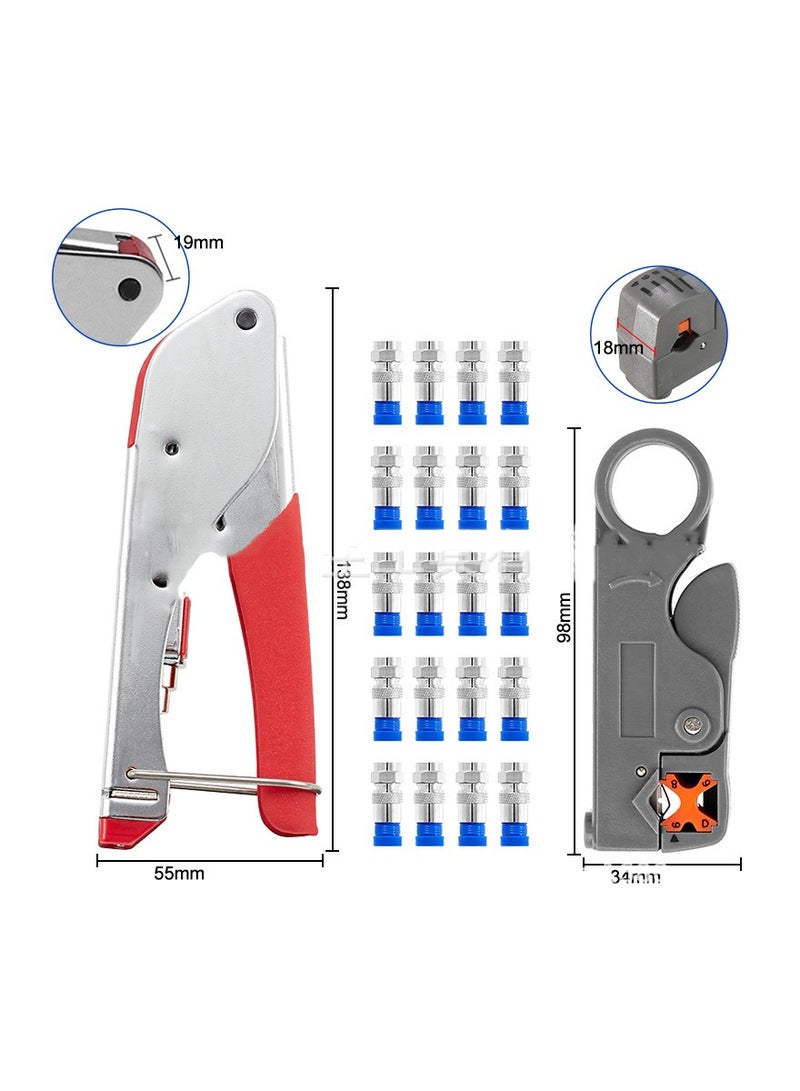 KASTWAVE Coaxial Cable Connector, Enhanced Coaxial Compression Tool Kit - Professional Coax Cable Crimper with Wire Stripper, Ideal for RG6 and RG59 Connectors - Image 2