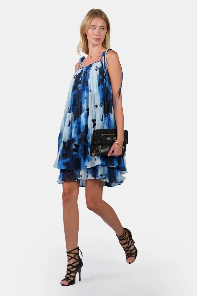 Virgio All Over Print Georgette Tie-Up Strap Midi Dress for Women