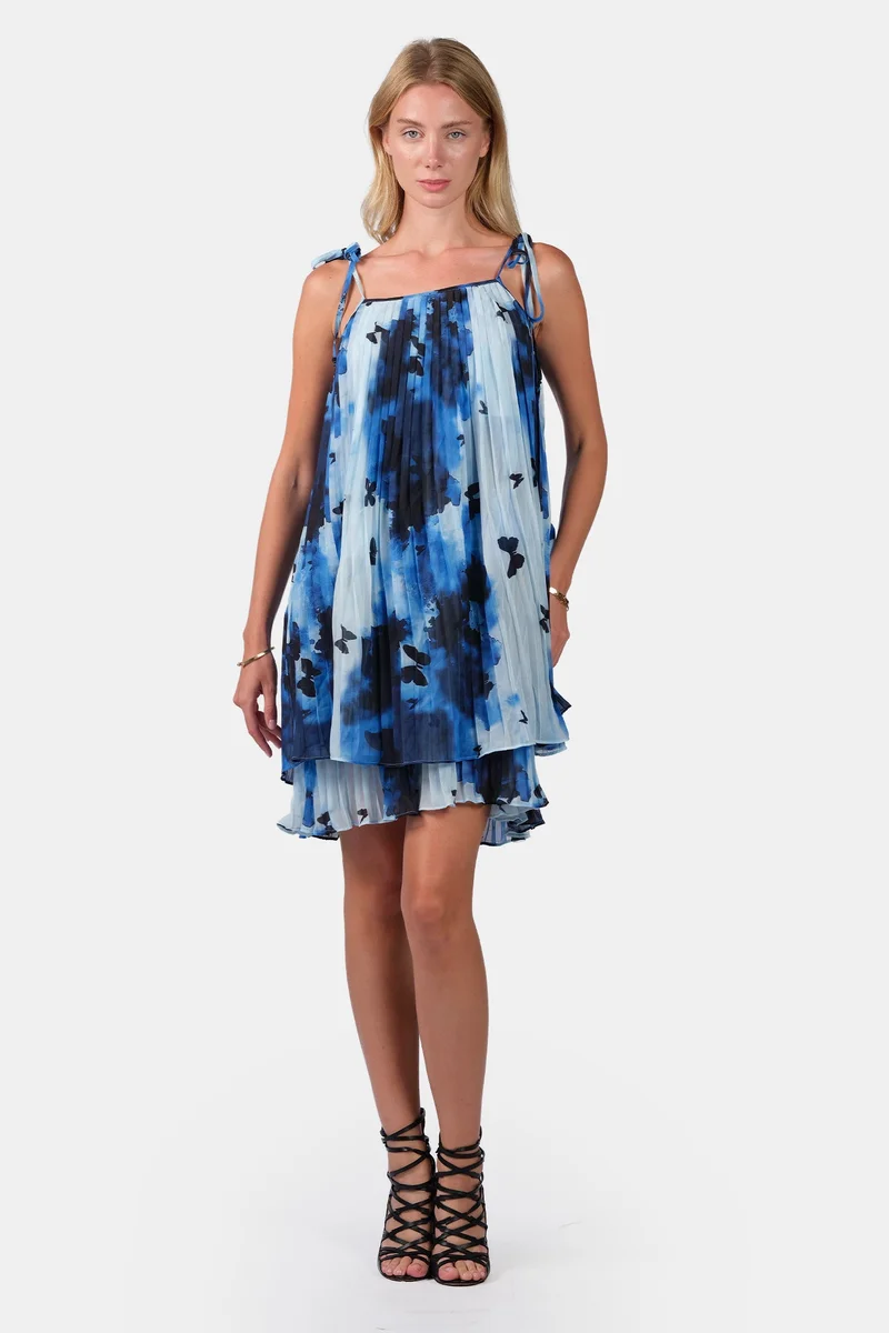 Virgio All Over Print Georgette Tie-Up Strap Midi Dress for Women