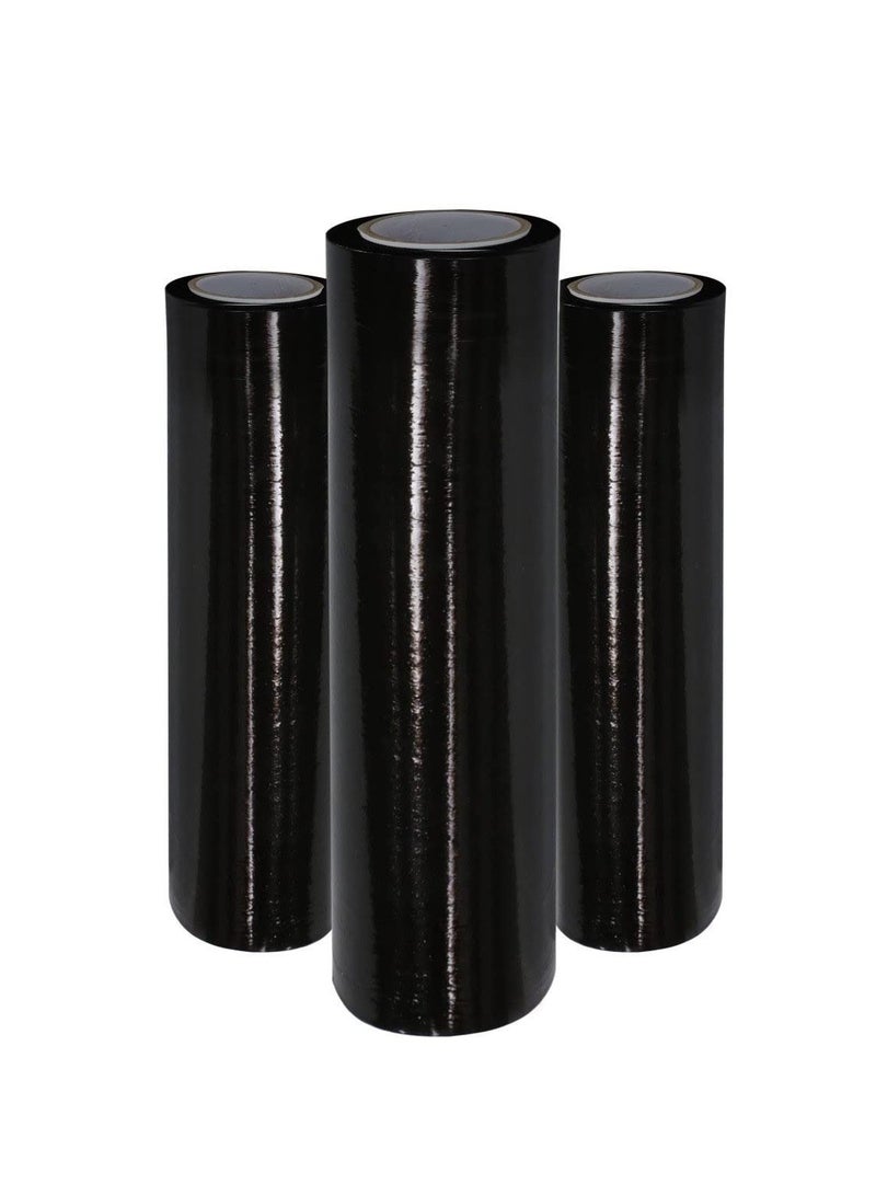MARKQ [3 لفات] فيلم بلاستيكي أسود مرن - 500 مم لف بلاستيك ثقيل لتغليف البالات، التعبئة، النقل والتغليف - فيلم لاصق - Image 1