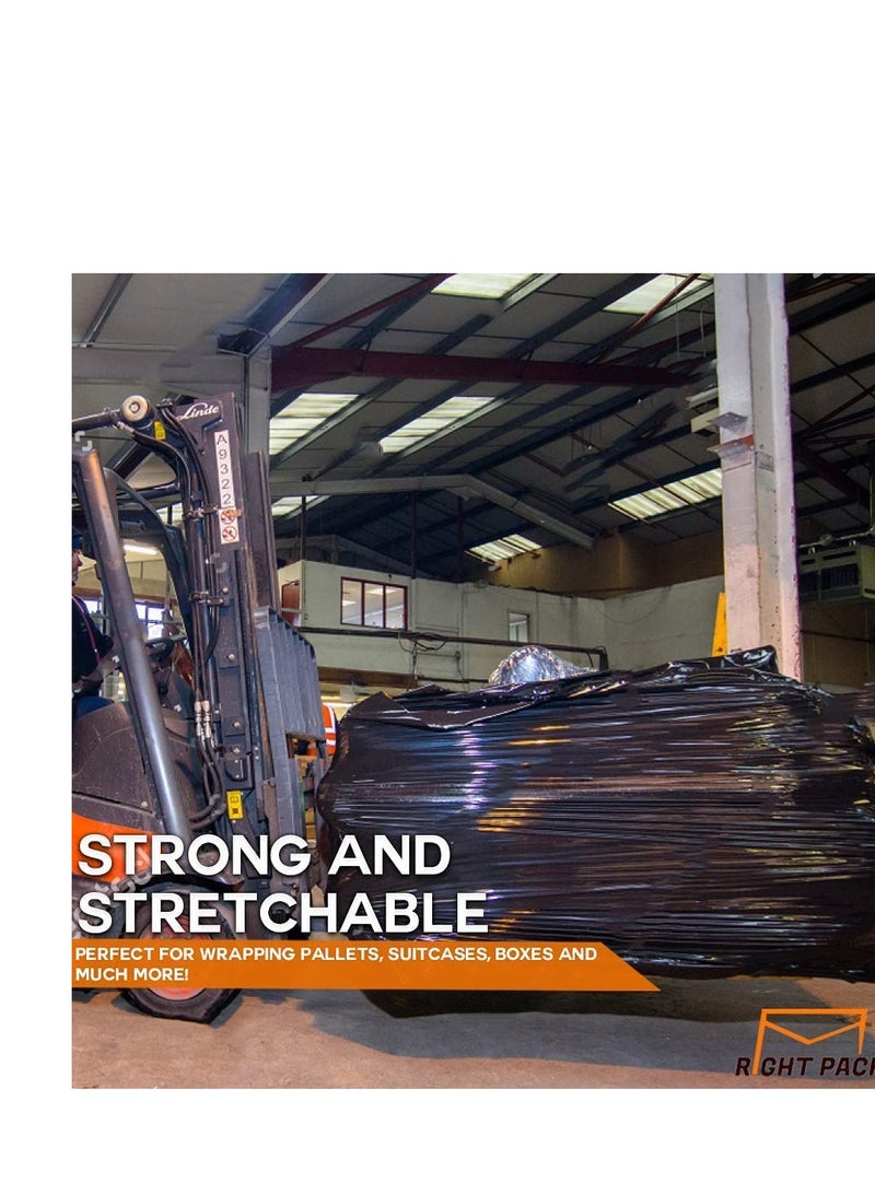 MARKQ [3 لفات] فيلم بلاستيكي أسود مرن - 500 مم لف بلاستيك ثقيل لتغليف البالات، التعبئة، النقل والتغليف - فيلم لاصق - Image 3