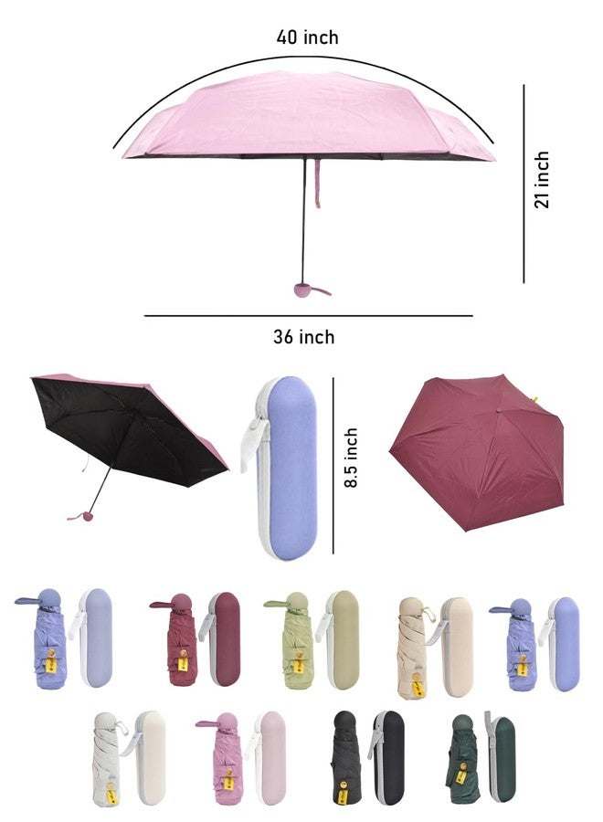 FABINALIV Pink Solid Waterproof 3 Fold Compact Umbrella with Case (FLUB-1021-Pink) - Image 5